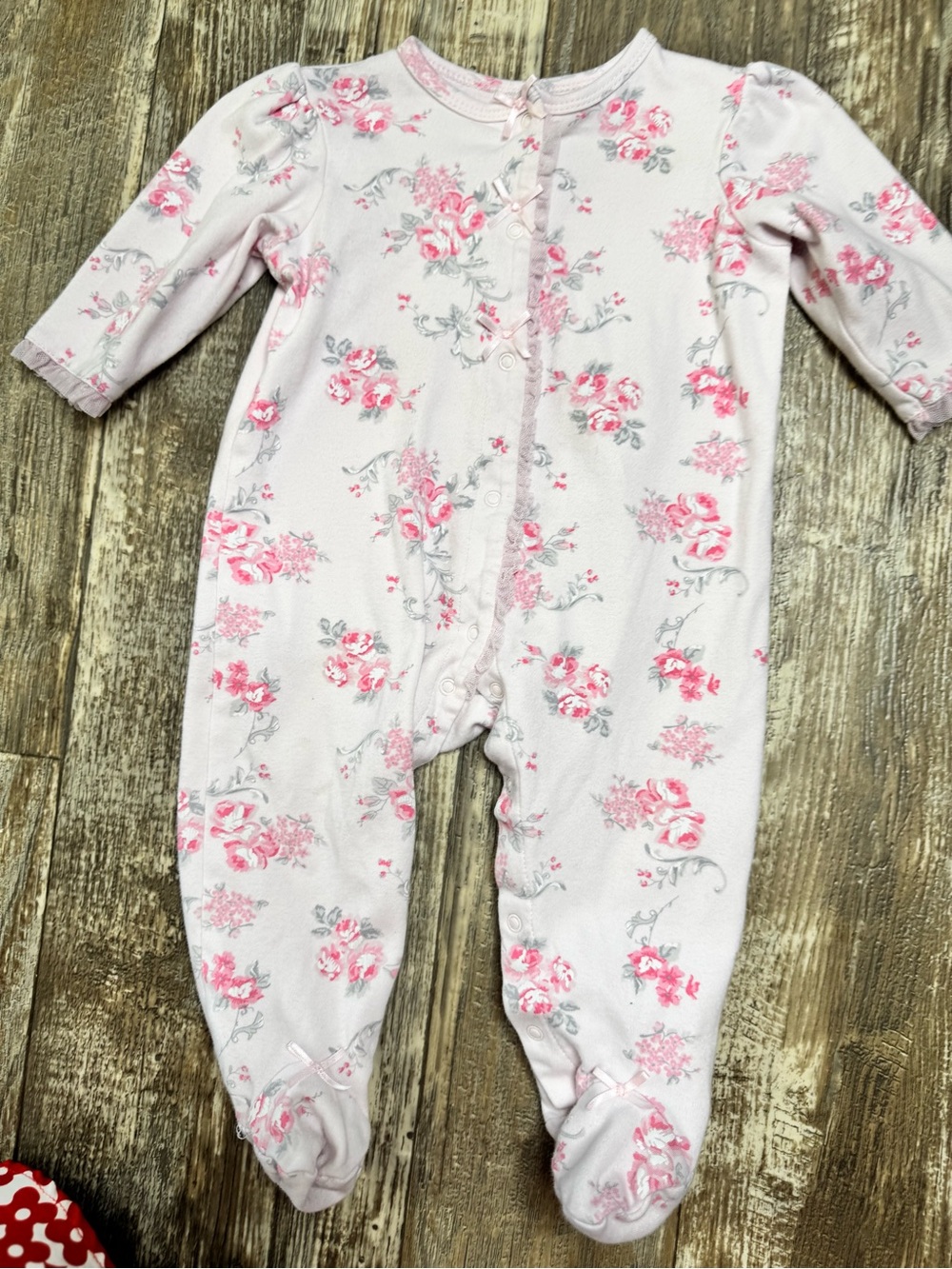 Little Me Pink Floral Footed One-Piece